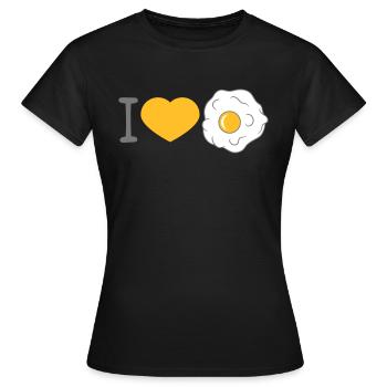 j'aime coeur amour oeuf au plat cuisiner frire nourriture oeuf - T-shirt Femme - noir - Devant - AI Model Female 172 dark (172cm)