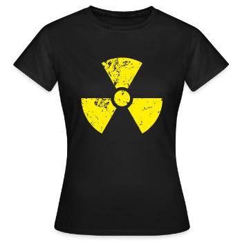 Yellow radioactive, radioactivity symbol - Women's T-Shirt - black - Front - AI Model Female 172 dark (172cm)