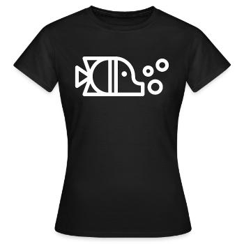 Fisch Tier Wasser Comic Geschenk Idee Lebewesen - Frauen T-Shirt - Schwarz - Vorne - AI Model Female 172 dark (172cm)