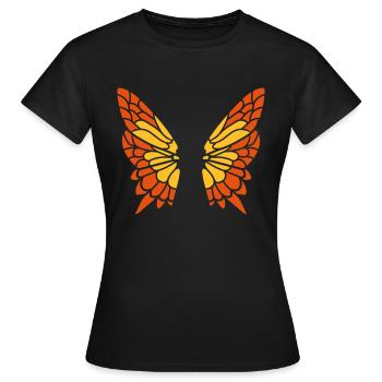 Schmetterling Fluegel Muster - Frauen T-Shirt - Schwarz - Vorne - AI Model Female 172 dark (172cm)
