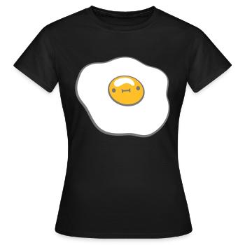 Spiegelei mit Gesicht - Frauen T-Shirt - Schwarz - Vorne - AI Model Female 172 dark (172cm)