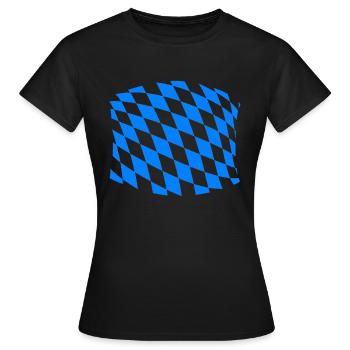Face Mask Bavaria Flag White Blue Diamond Coat of Arms - Women's T-Shirt - black - Front - AI Model Female 172 dark (172cm)