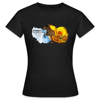 Fire and Ice is my perfect composition – Icelandic - Frauen T-Shirt - Schwarz - Vorne - AI Model Female 172 dark (172cm)