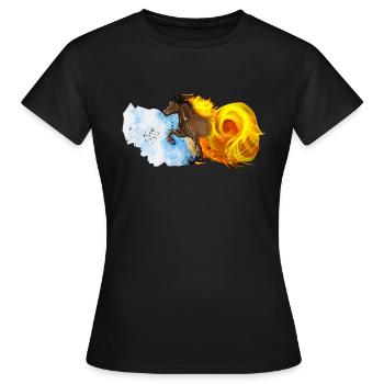 Fire and Ice - Icelandic Horses Art - Women's T-Shirt - black - Front - AI Model Female 172 dark (172cm)