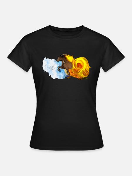 Fire and Ice – Icelandic Horses Art - Dame-T-shirt - sort