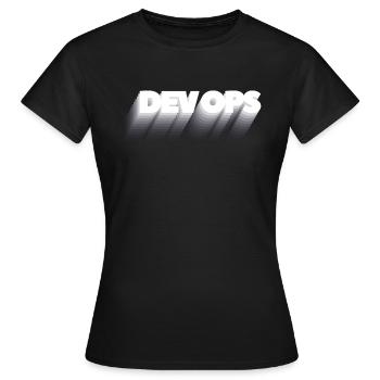 DEV OPS - by StartupWear - Women's T-Shirt - black - Front - AI Model Female 172 dark (172cm)