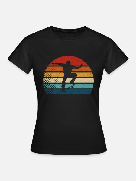 Skateur Skateboard Skate Skater Rétro Skate - T-shirt Femme - noir