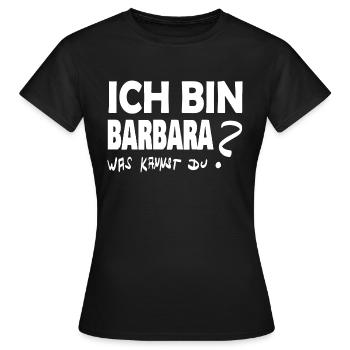 barbara - Frauen T-Shirt - Schwarz - Vorne - AI Model Female 172 dark (172cm)