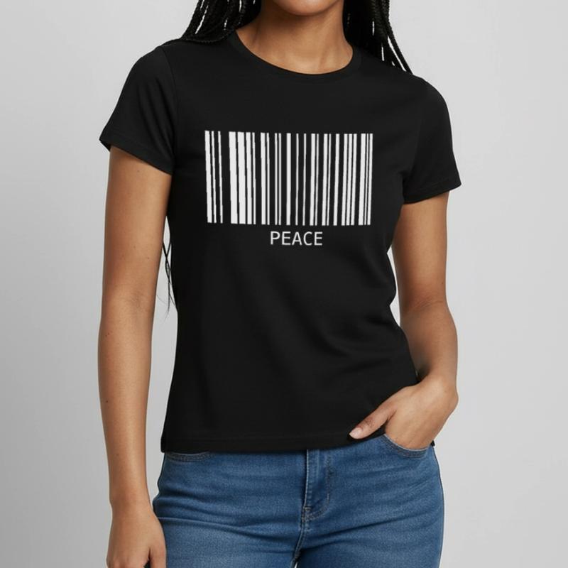 Code-barres de la paix Friedenszeichen Strichcode Symbole T-shirt Femme
