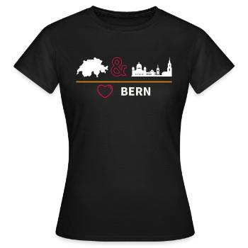 BERN - Frauen T-Shirt - Schwarz - Vorne - AI Model Female 172 dark (172cm)