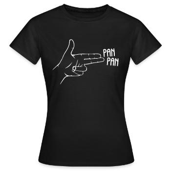Pan - Humor Schießen - Shooter - Waffe - Frauen T-Shirt - Schwarz - Vorne - AI Model Female 172 dark (172cm)