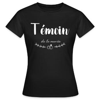 Témoin de la mariée - T-shirt Femme - noir - Devant - AI Model Female 172 dark (172cm)