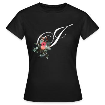 Lettre j fleuris - T-shirt Femme - noir - Devant - AI Model Female 172 dark (172cm)