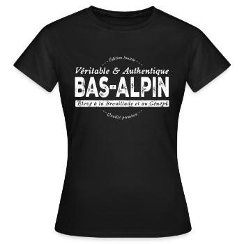 Bas-Alpin des Alpes de Haute Provence - T-shirt Femme - noir - Devant - AI Model Female 172 dark (172cm)