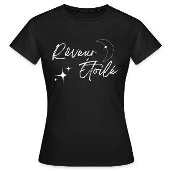 Rêveur étoilé - T-shirt Femme - noir - Devant - AI Model Female 172 dark (172cm)