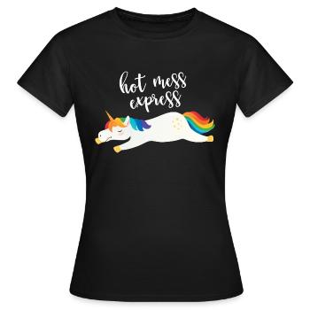 Hot Mess Express Unicorn Magical Tired Chaos Sleep - Women's T-Shirt - black - Front - AI Model Female 172 dark (172cm)