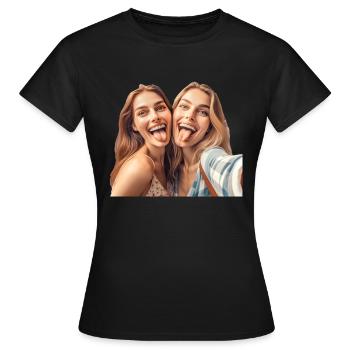 Zunge raus - Frauen T-Shirt - Schwarz - Vorne - AI Model Female 172 dark (172cm)