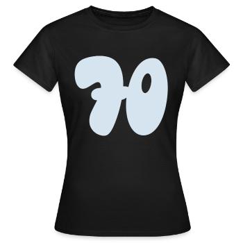 Number 70 pastel blue - Women's T-Shirt - black - Front - AI Model Female 172 dark (172cm)
