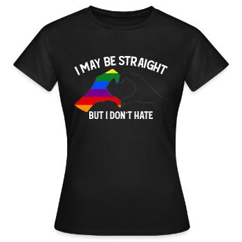 Je suis peut-être hétéro, mais je ne déteste pas soutenir les LGBT - T-shirt Femme - noir - Devant - AI Model Female 172 dark (172cm)