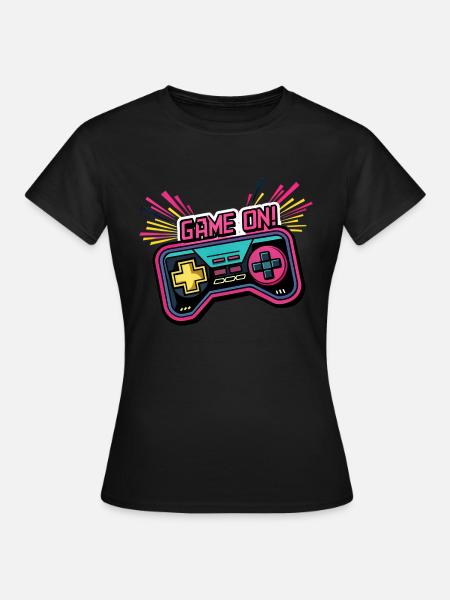 GAME ON. GAMECONTROLLER. SPIELPAD - Frauen T-Shirt - Schwarz