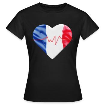 Drapeau français - bleu blanc rouge - T-shirt Femme - noir - Devant - AI Model Female 172 dark (172cm)