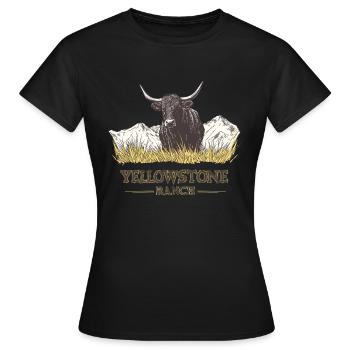 Y Yellowstone Cow and Hills - Frauen T-Shirt - Schwarz - Vorne - AI Model Female 172 dark (172cm)