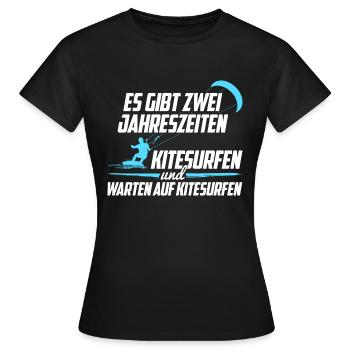 Kitesurfen Jahreszeiten - Frauen T-Shirt - Schwarz - Vorne - AI Model Female 172 dark (172cm)