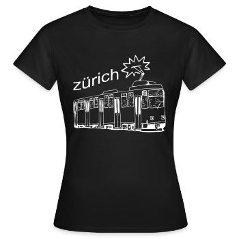 Tram in der Stadt Zürich Schweiz Geschenkidee Züri - Frauen T-Shirt - Schwarz - Vorne - AI Model Female 172 dark (172cm)