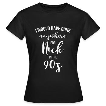 Années 90 Années 90 NINE MUSIC BEST BOYBAND BOY BAND FAN - T-shirt Femme - noir - Devant - AI Model Female 172 dark (172cm)