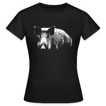Wild Boar - Wildschwein - Keiler - Frauen T-Shirt - Schwarz - Vorne - AI Model Female 172 dark (172cm)