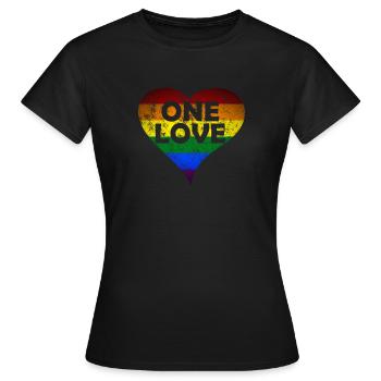 One Love heart vintage - Frauen T-Shirt - Schwarz - Vorne - AI Model Female 172 dark (172cm)