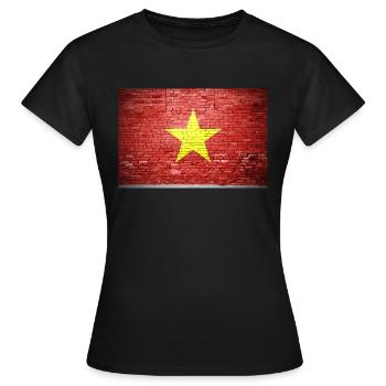 Drapeau vietnamien vietnamien Graffiti sur mur de briques - T-shirt Femme - noir - Devant - AI Model Female 172 dark (172cm)