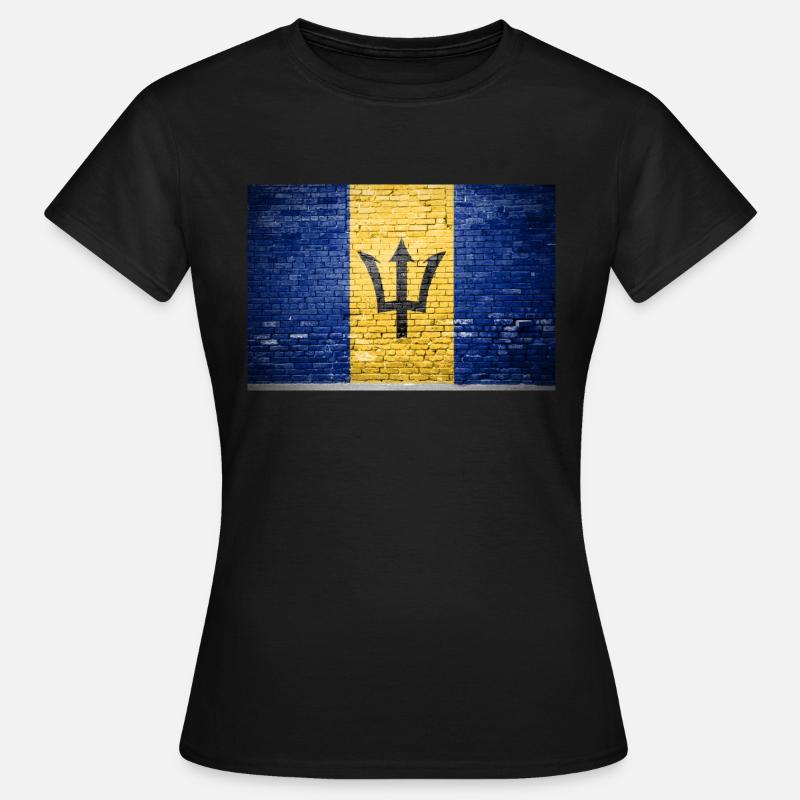 Barbados Flag Graffiti on Brick Wall - Women's T-Shirt - black
