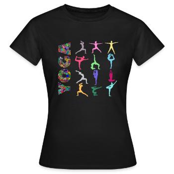 Yoga exercises - Women's T-Shirt - black - Front - AI Model Female 172 dark (172cm)