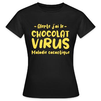 Chocolat Virus - T-shirt Femme - noir - Devant - AI Model Female 172 dark (172cm)