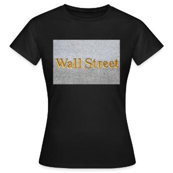 Wall Street golden lettering New York USA - Frauen T-Shirt - Schwarz - Vorne - AI Model Female 172 dark (172cm)