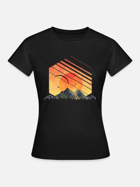 Paragliding über den Bergen im Sonnenuntergang - Frauen T-Shirt - Schwarz