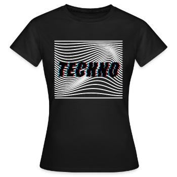 Techno Vagues Trippy Psychédélique - T-shirt Femme - noir - Devant - AI Model Female 172 dark (172cm)