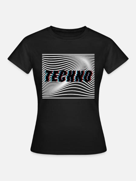 Techno Wellen Trippy Psychedelisch - Frauen T-Shirt - Schwarz