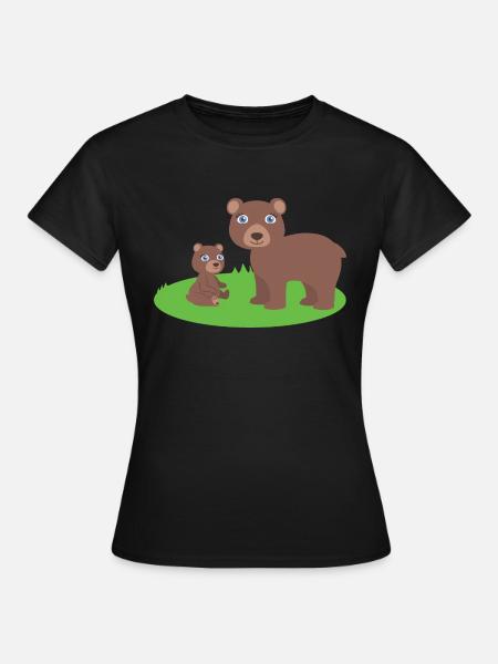 Mutter Bär mit Kind bär - Frauen T-Shirt - Schwarz