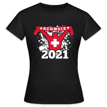 Suisse Football Articles de football 2021 - T-shirt Femme - noir - Devant - AI Model Female 172 dark (172cm)