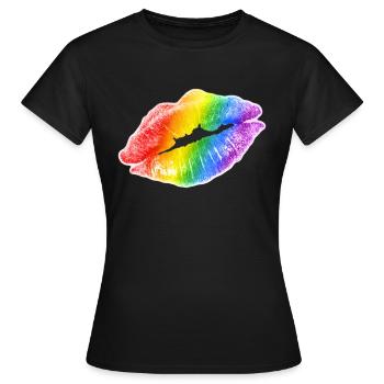 LGBT Arc-en-ciel Gay Coeur Homosexualité - T-shirt Femme - noir - Devant - AI Model Female 172 dark (172cm)