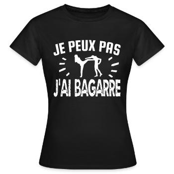 je peux pas j'ai bagarre - T-shirt Femme - noir - Devant - AI Model Female 172 dark (172cm)