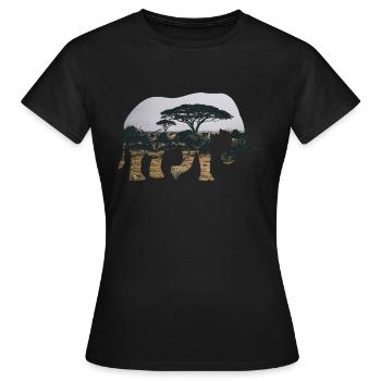 Elefant Savanne Silhouette - Frauen T-Shirt - Schwarz - Vorne - AI Model Female 172 dark (172cm)