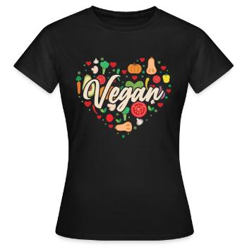 Vegetable Vegan Heart - Frauen T-Shirt - Schwarz - Vorne - AI Model Female 172 dark (172cm)