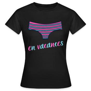 en vacances maillot de bain femme été vacances - T-shirt Femme - noir - Devant - AI Model Female 172 dark (172cm)