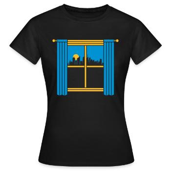 Sonne Hochhäuser Großstadt Fenster - Frauen T-Shirt - Schwarz - Vorne - AI Model Female 172 dark (172cm)