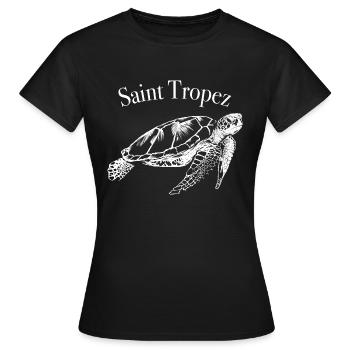 Saint Tropez Côte d ́Azur - T-shirt Femme - noir - Devant - AI Model Female 172 dark (172cm)