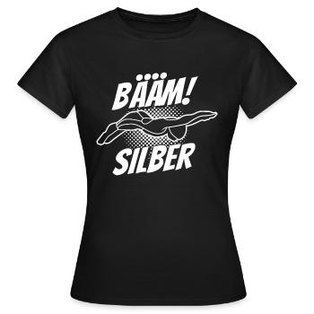 Silber Schwimmer Prüfung Silber Schwimmabzeichen - Frauen T-Shirt - Schwarz - Vorne - AI Model Female 172 dark (172cm)