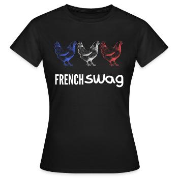 FRENCH swag 3 poules - T-shirt Femme - noir - Devant - AI Model Female 172 dark (172cm)
